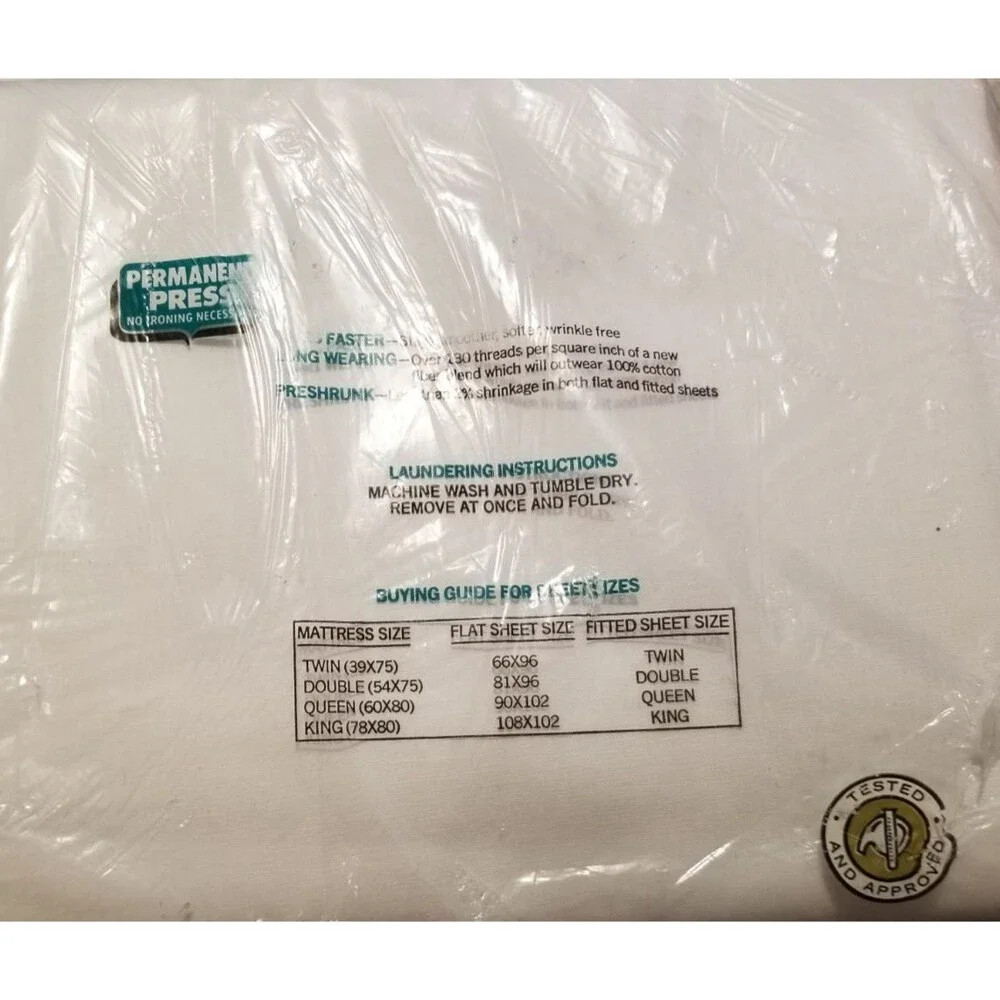 Vintage Kmart Twin Flat Sheet No-Iron Permanent Press White Made In USA.